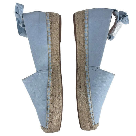 J. CREW ZX894 FADED CHAMBRAY BLUE CANVAS CLASSIC ANKLE TIE ESPADRILLE FLATS - Picture 6 of 13